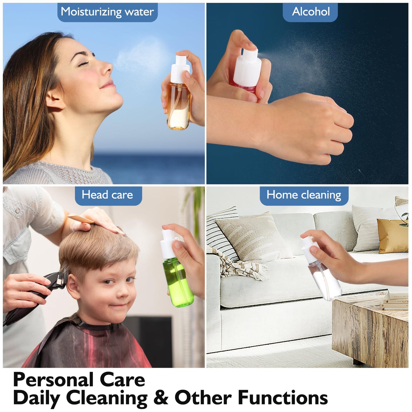 KREMORV Travel Spray Bottles 1.35oz/40ml Fine Mist Empty Spray Bottles Mini Refillable Plastic Travel Bottle Set for Traveling and Outgoing