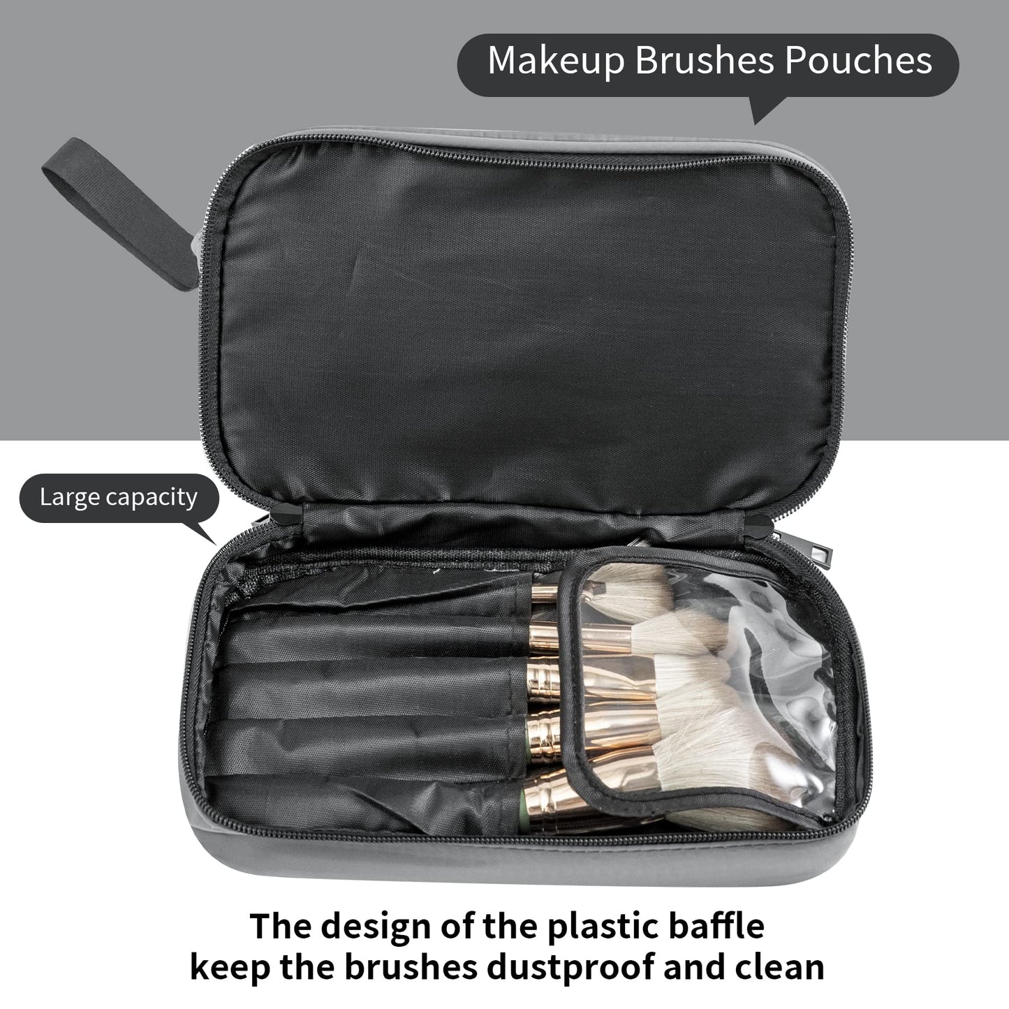 Travel Makeup Bag Cosmetic Bag Makeup Bag Toiletry bag for women and men (Large Grey)