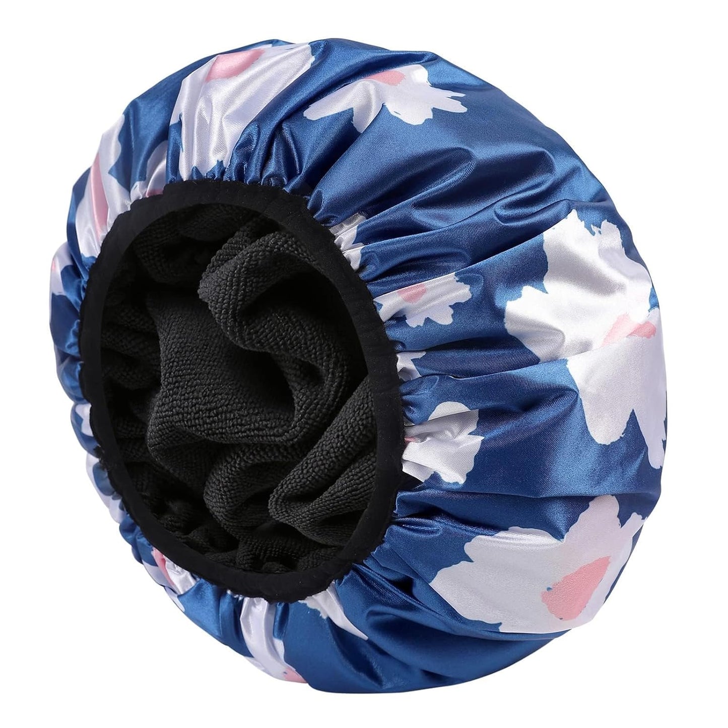 YIZIJIZI Waterproof Shower Cap - Triple Layer Design for Long Thick Hair | Reusable & Stylish (Blue)