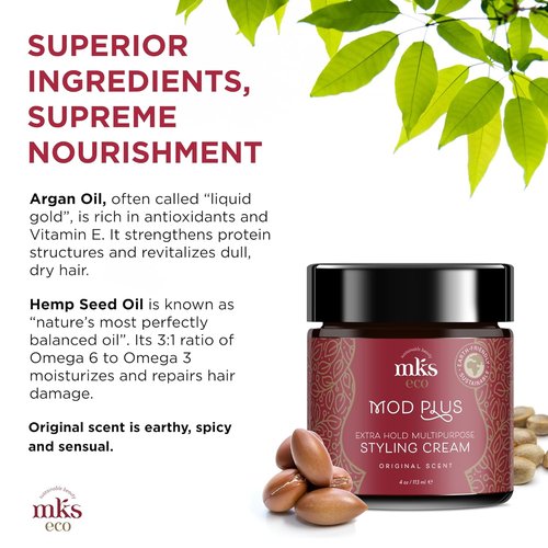 MKS Eco Mod Plus Styling Cream - Original Scent, 4 oz | Vegan & Cruelty-Free with Hemp Seed & Argan Oils