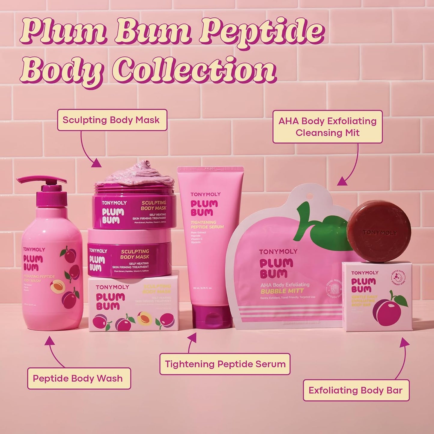 TONYMOLY Plum Bum Body Wash - Hydrating & Nourishing Cleanser with Peptides & Plum Extract | 13.5 fl oz