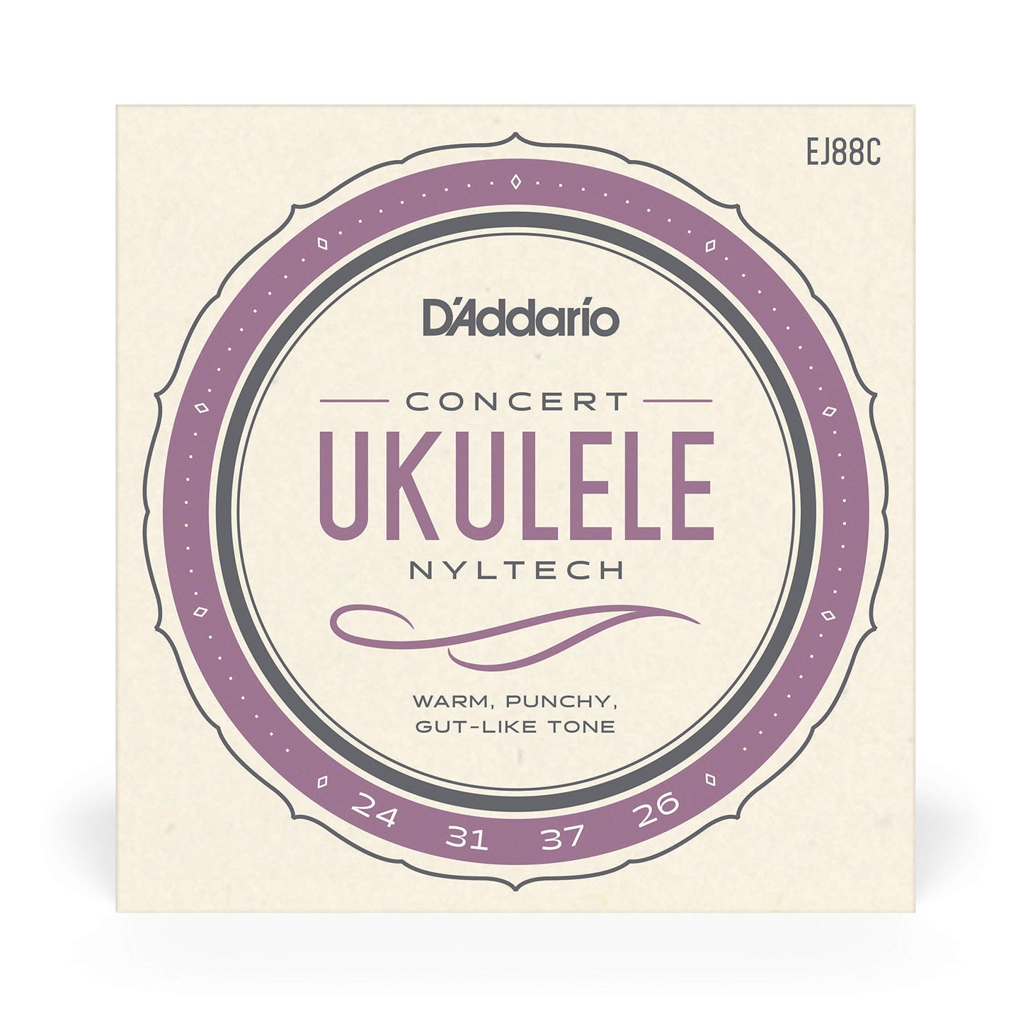 D'Addario Baritone Ukulele Strings, Fluorocarbon, EJ99B, 4-String Set, Pack of 1