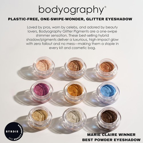 Bodyography Glitter Pigment Eye Shadow - Long-Lasting Shimmer | Vegan & Paraben-Free | Stratus (Champagne/Pink) 1.5g