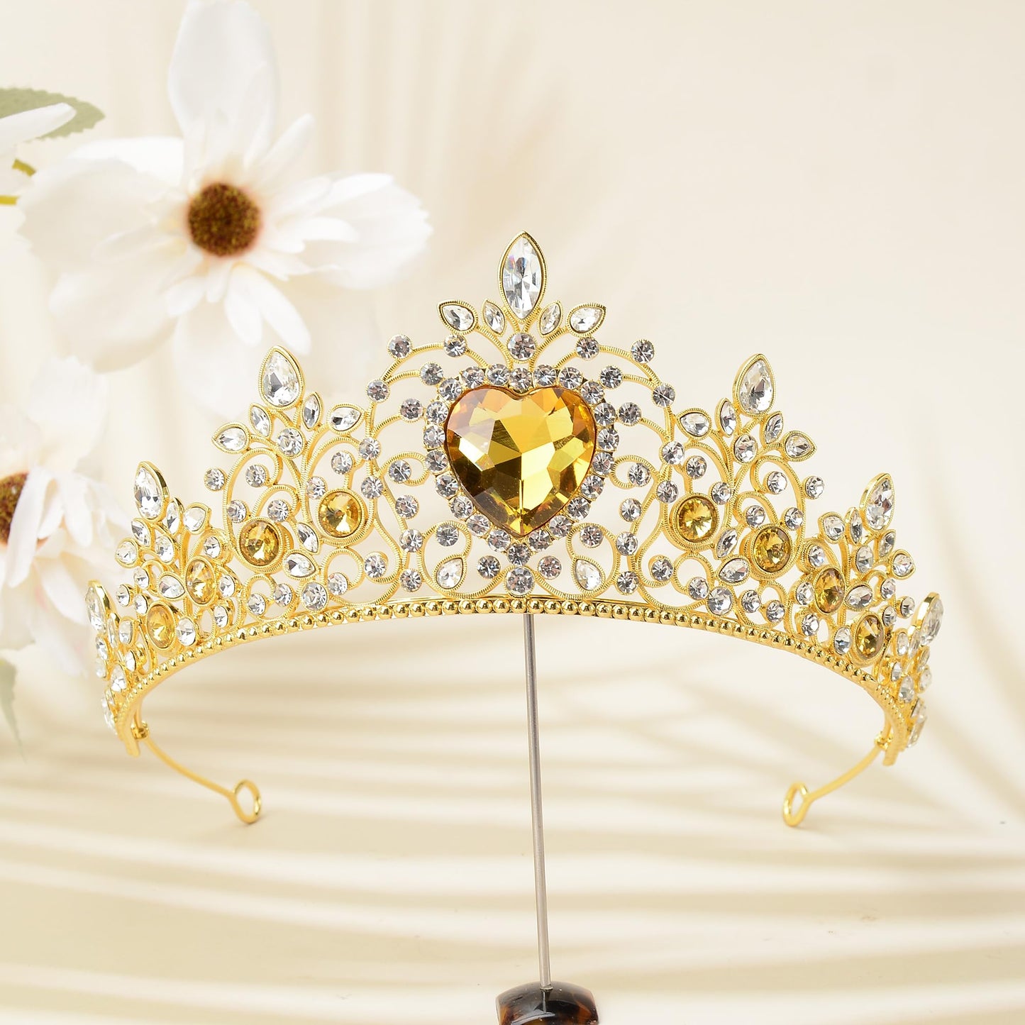 S SNUOY Tiaras and Crowns for Women Crystal Queen Crowns Rhinestone Princess Tiaras Hair Accessories for Bridal Birthday Prom Party - November Citrine