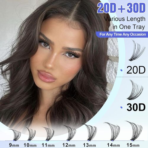 Pawotence Lash Extension Kit - 280pcs Individual Lash Clusters for DIY Beauty | 20D & 30D, 9-15mm