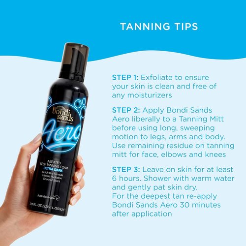Bondi Sands Aero Ultra Dark Self Tan Foam - Lightweight Sunless Tanning Foam + Reusable Application Mitt