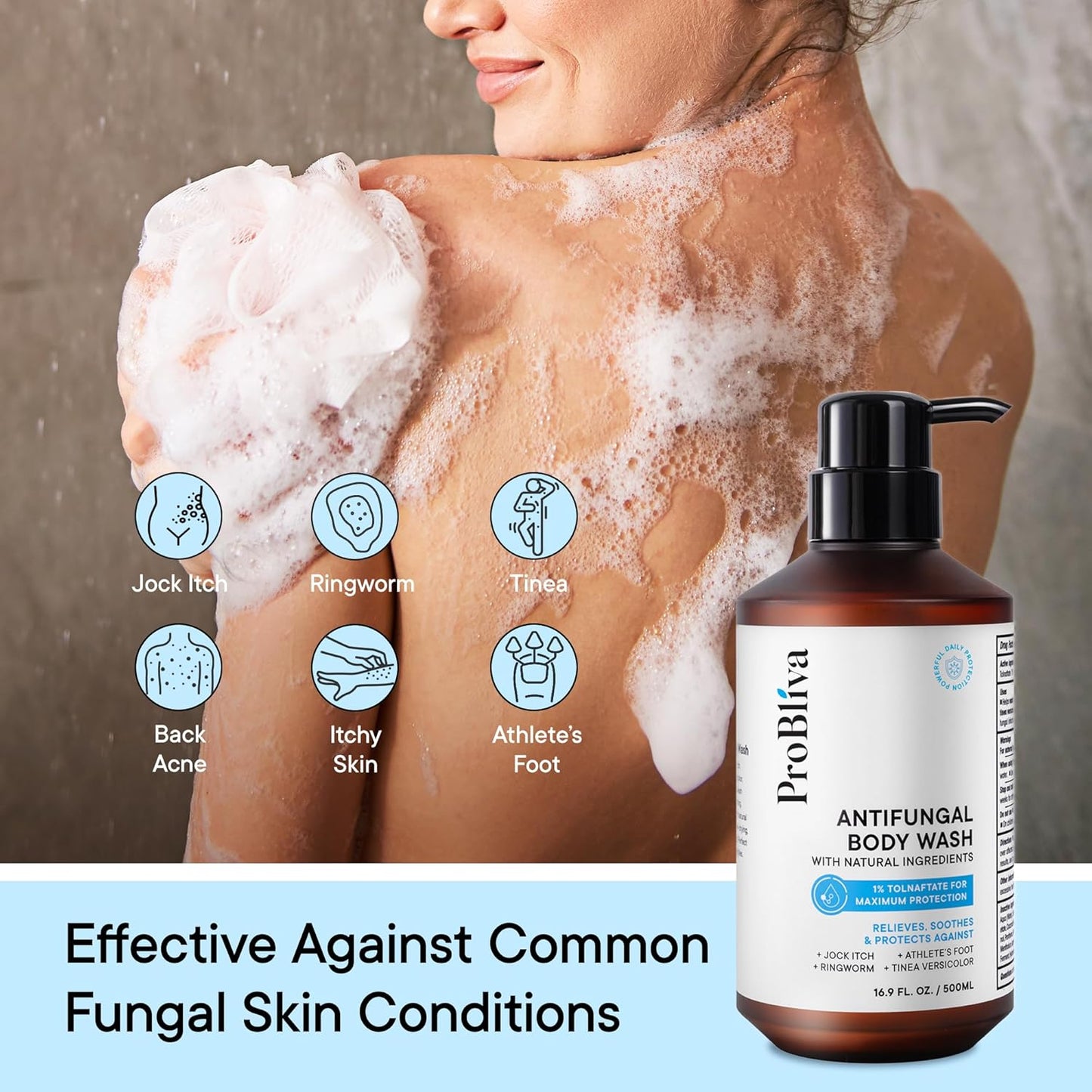 Skiennix Antifungal Body Wash - Medicated Treatment for Jock Itch, Ringworm & Foot Odor | Tea Tree Oil Gel