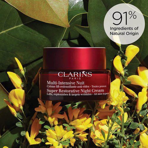 Clarins Super Restorative Night Cream - Anti-Aging Moisturizer for Mature Skin | Illuminates, Lifts & Tones | 1.7 Ounces