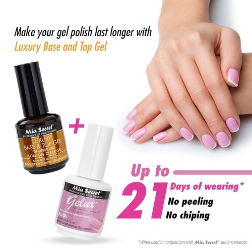Mia Secret Clear Gel Polish - Luxury Base & Top Coat - High Gloss Finish - 15ml | Gelux Compatible
