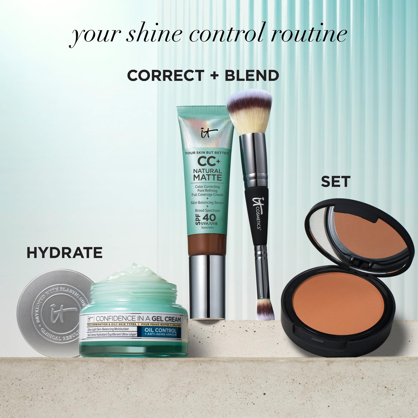 IT Cosmetics CC+ Cream Natural Matte Foundation with SPF 40 - Shine-Reducing & Long-Wear Full Coverage Foundation For Oily Skin - With Hyaluronic Acid - Non-Comedogenic, Neutral Rich - 1.08 fl oz