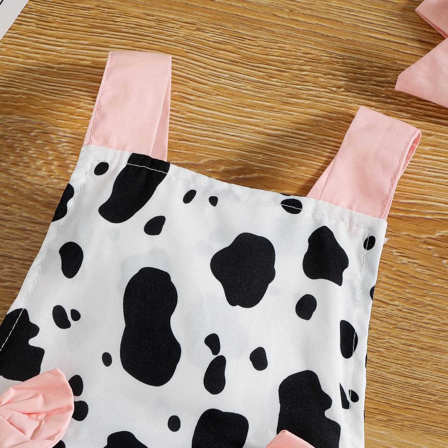 Baby Girl Romper Toddler Smash Cake Outfit Backless First Birthday Outfits Bubble Bodysuit One Piece Polka Dot Summer Clothes Casual First Communion Baby Shower Thanksgiving Pink- Cow 6-9 Months