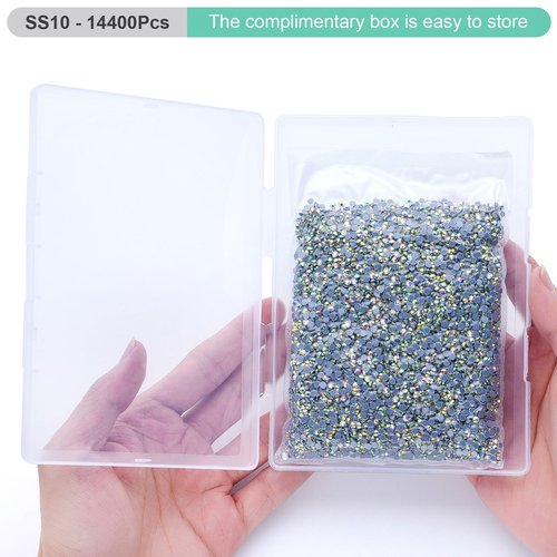 Meibite Hotfix Rhinestones Bulk 14400PCS SS10 (2.7-2.9mm), Gold Glass Rhinestones for Clothes, Tumblers, Shoes DIY, Heat Transfer Flatback Gems for Crafts & Decoration