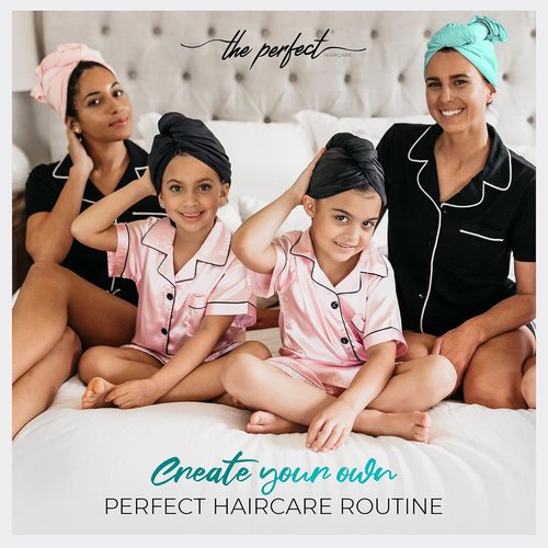 **THE PERFECT HAIRCARE Microfiber Hair Plopping Towel Set - Super Absorbent Anti-Frizz Wrap & 2 Curl Scrunching Towels for Fast Drying**