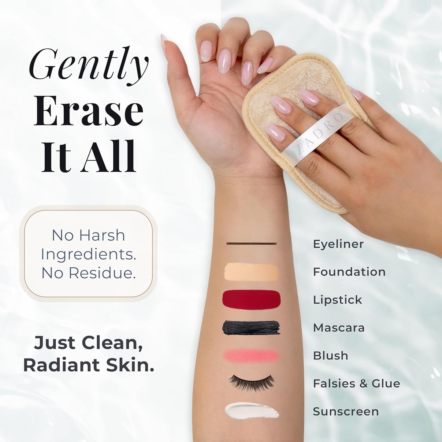 Zadro Makeup Remover Cloths - 6-Pack for Effortless Makeup Removal | Works with Waterproof Products