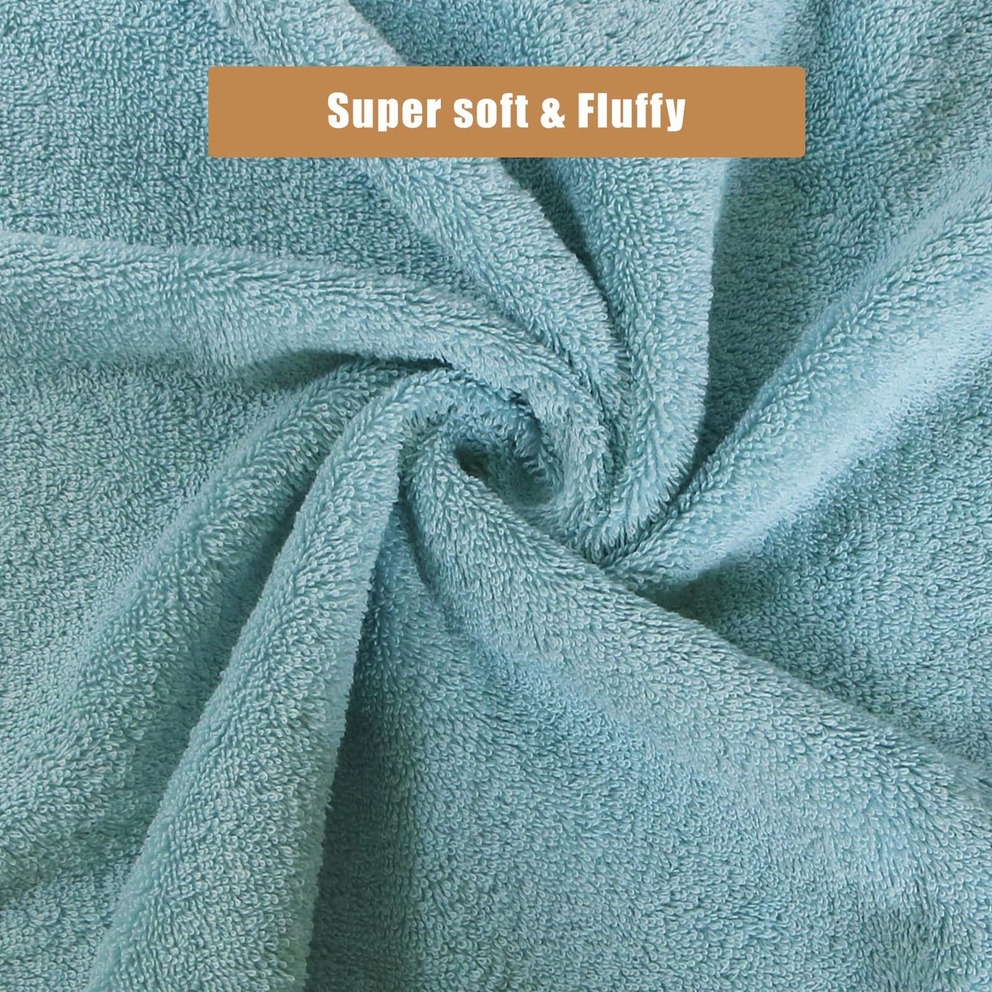 SEMAXE Bathroom Hand Towel, 100% Cotton Towels with Hanging Loops, Hotel Spa Quality Highly Absorbent Towel Set of 4, 27" L x 16" W, Blue Hand Towel, Gift Box Packaging