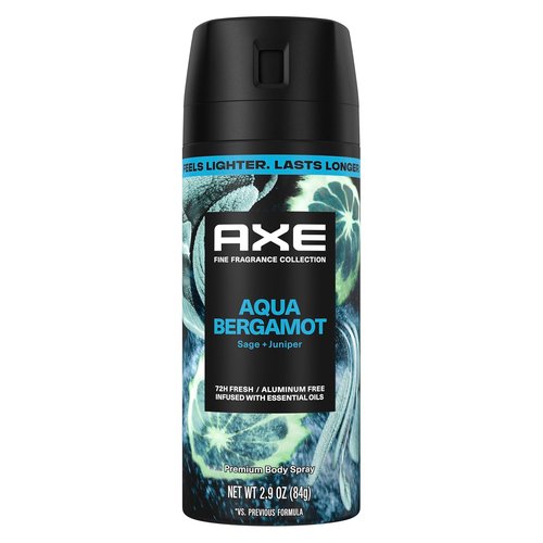AXE Fine Fragrance Body Spray - Aqua Bergamot | 72-Hour Freshness, Aluminum-Free, 2.9 oz