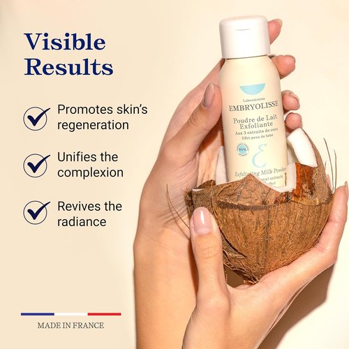 Embryolisse Exfoliating Face Scrub Powder - Gentle Facial Cleanser with Coconut & Milk - 1.41 Oz for All Skin Types