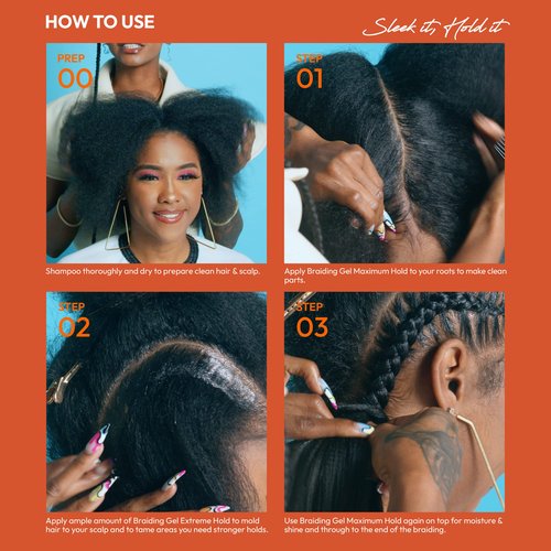 Red by Kiss Braiding Gel Maximum Hold Styler Fixer for Box Braids & Cornrows, Hydrating, Conditioning, Long-Lasting Frizz Control, 4C Moisturizing, Nourishing High Shine, No Flake(1 fl.oz.)