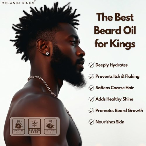 Melanin Kings Beard Oil for Black Men - 100% Natural Formula with Ancient African Ingredients - 2 Fl. Oz.