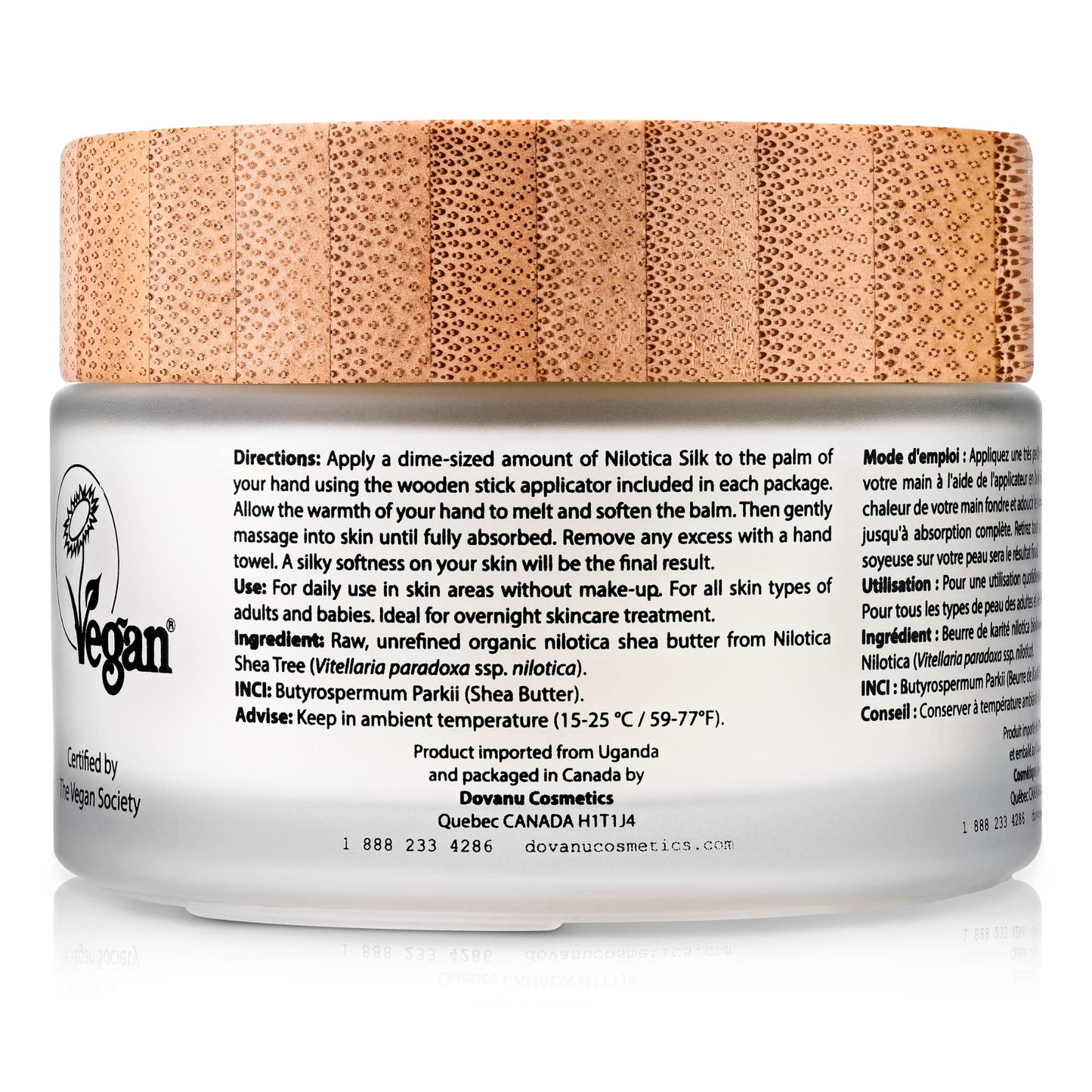 DOVANU Nilotica Silk East African Shea Butter Raw Organic & Vegan for All Skin Types - Ultimate Hydration & Repair - Paraben, GMO, & Fragrance Free - 1.7 fl oz Jar