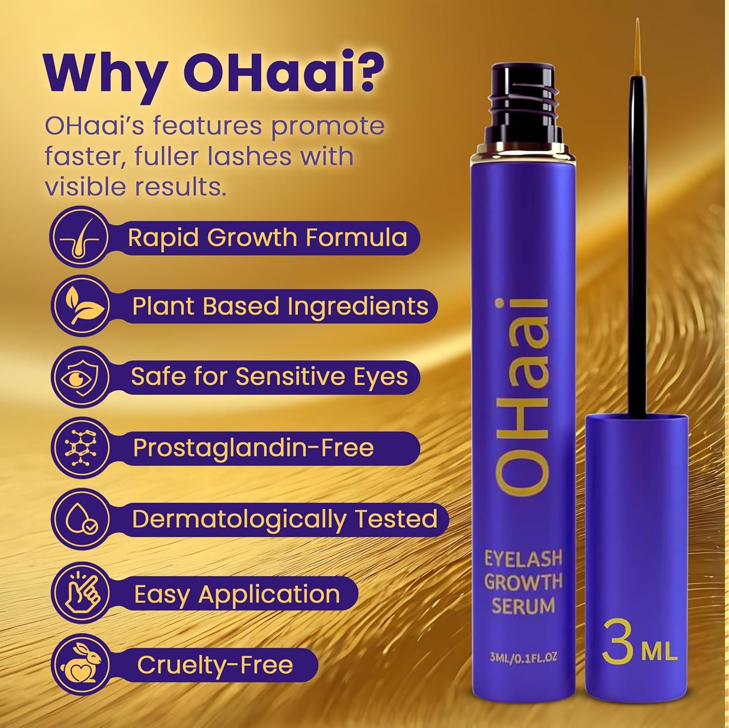 Skiennix Eyelash Growth Serum - Prostaglandin-Free Formula for Thicker, Longer Lashes | Vegan & Cruelty-Free, 3ml