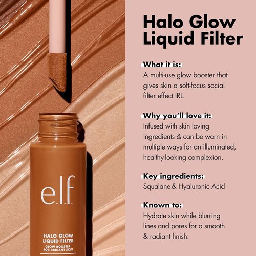 e.l.f. Halo Glow Liquid Filter - Complexion Booster for Glowing Skin | Vegan & Cruelty-Free, 8.5 oz