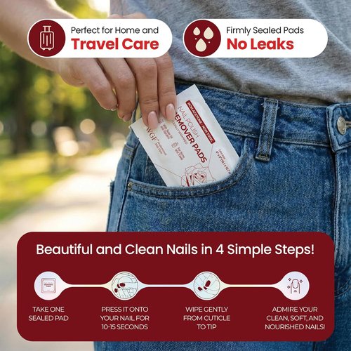 Regine Switzerland Nail Polish Remover Pads - Gentle Non-Acetone Formula - 100 Individually Wrapped Wipes