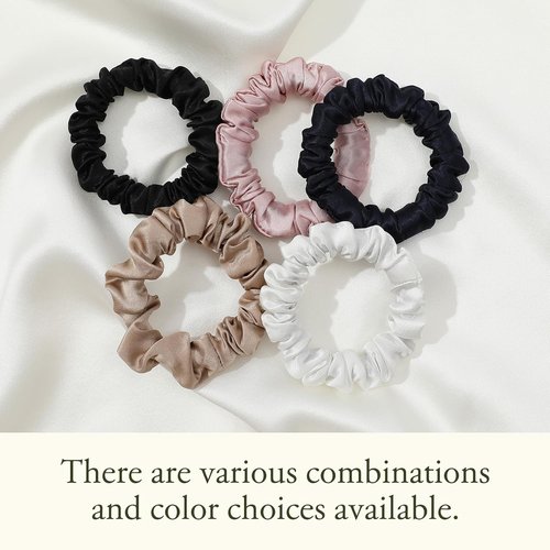LILYSILK Pure Silk Scrunchies - Colorful Hair Bow Ties for Women | Soft & Cute 10pc Mini Set