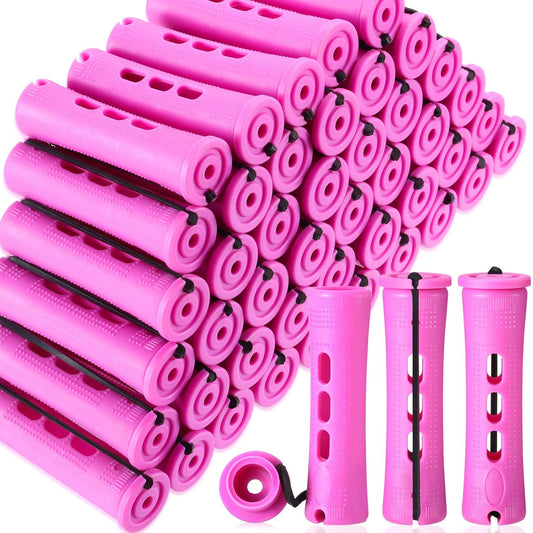 WILLBOND 60 Pcs Short Perm Rods - Non-Slip Plastic Hair Perming Kit for Women | 0.75 Inch, Purple