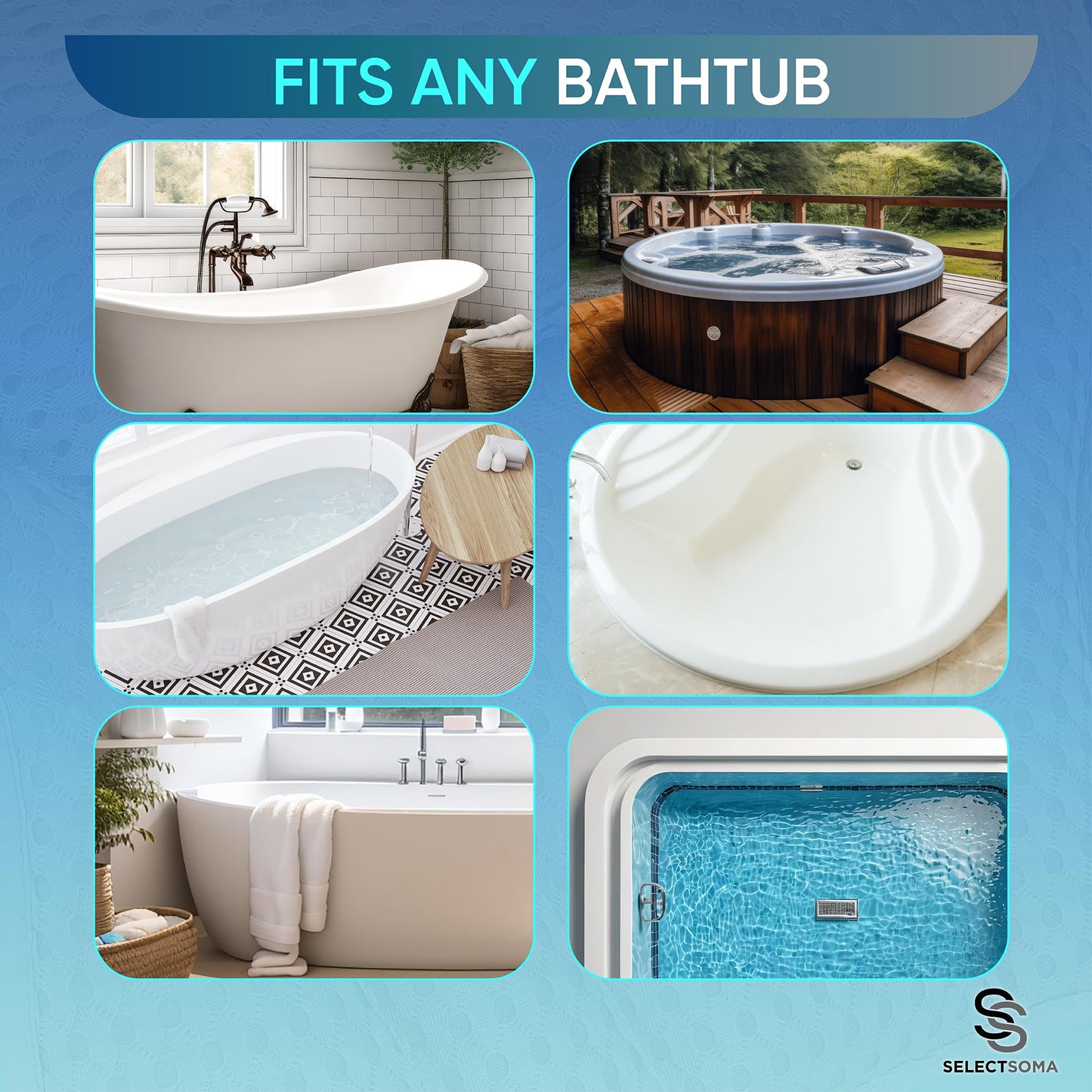 SelectSoma Premium Bathtub Pillow with Thick 4D Mesh for Head, Neck & Back Support - Luxury Quick-Drying Bath Pillow with 6 Strong Suction Cups for Tub Comfort