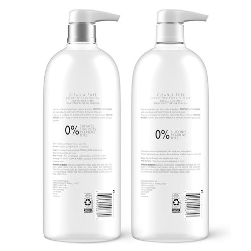 Nexxus Clean and Pure Clarifying Shampoo & Conditioner 2-Pack - Nourishing ProteinFusion, Paraben-Free, 33.8 oz