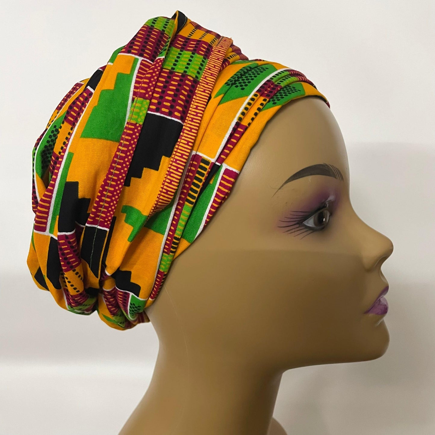 African Print Head Wraps African Kente Stole scarf 100% African Wax Cotton Ankara Print Headwraps &Turbans | Authenthic Kente Fabric Head Wraps (22 * 70 inch)