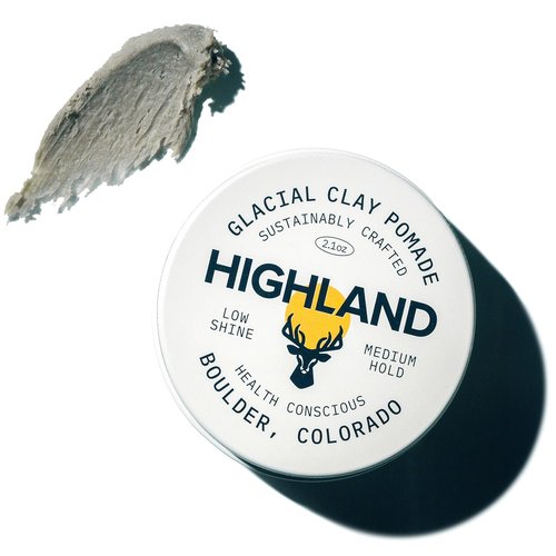 Highland Glacial Hair Clay Pomade - Award-Winning Natural Styling Clay for Healthy Hair | Low Shine, Medium Hold