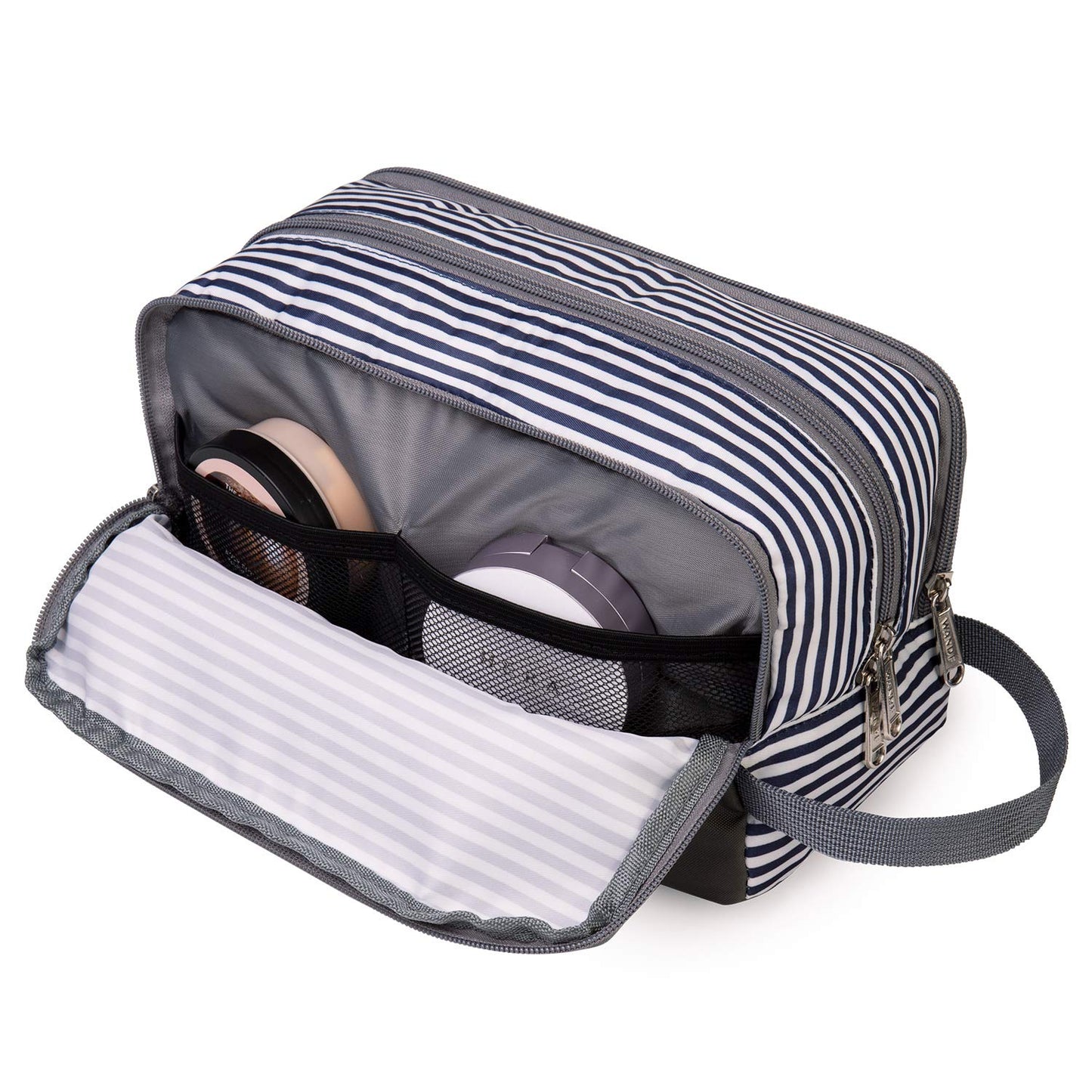 Toiletry Bag for Men Hanging Dopp Kit Water Resistant Shaving Bag Small Toiletry Bag for Traveling (Blue Stripe)