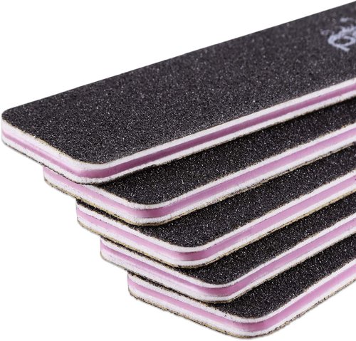 PANA Jumbo Size Double-Sided Nail Files - 10PCS Black Emery Boards, 100/180 Grit for Manicure & Pedicure