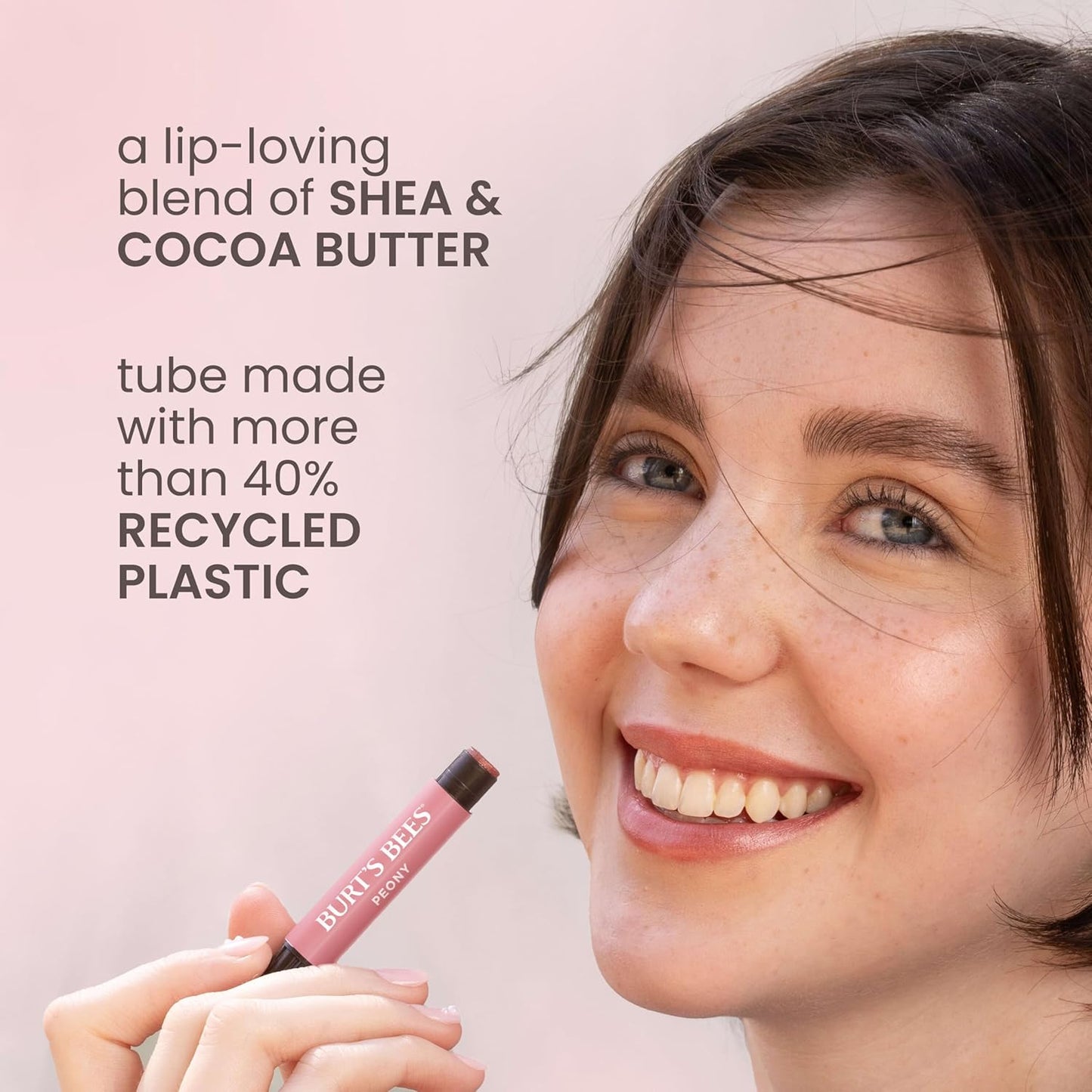Burt's Bees Shimmer Lip Tint - Moisturizing Tinted Lip Balm Stick for All-Day Hydration | Rhubarb (1-Pack)