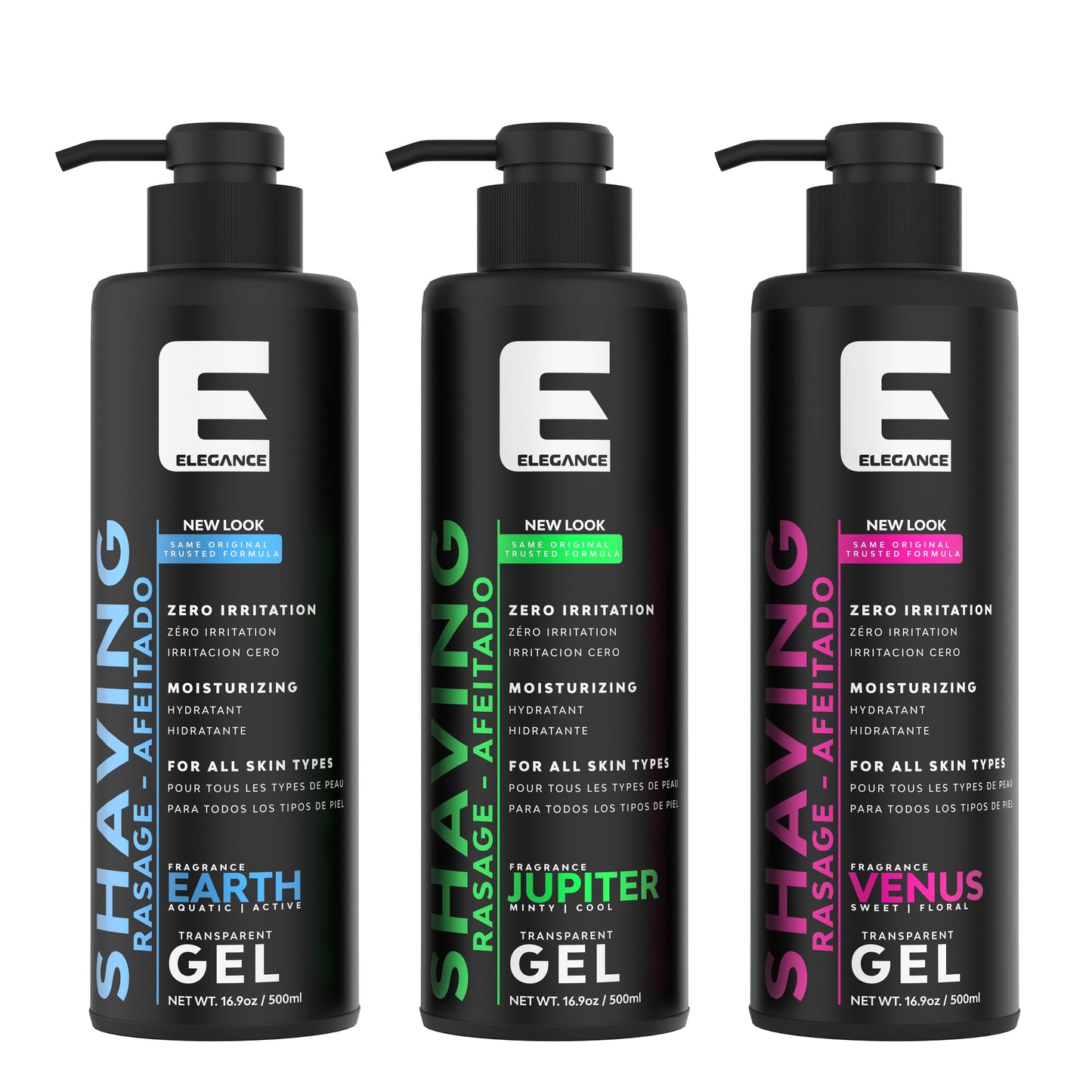 E Elegance Barber Accessories - Transparent Shaving Gel For Men Or Women, Aquatic/Acive Earth Fragrance - The Ultimate Shaving Solution For A Smooth, Irritation-Free Experience, 16,9 Oz