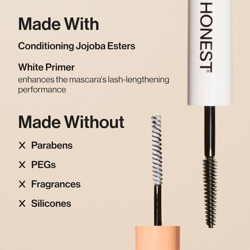 Honest Beauty 2-in-1 Extreme Length Mascara & Lash Primer - Lengthening & Volumizing | Black, 0.27 fl oz
