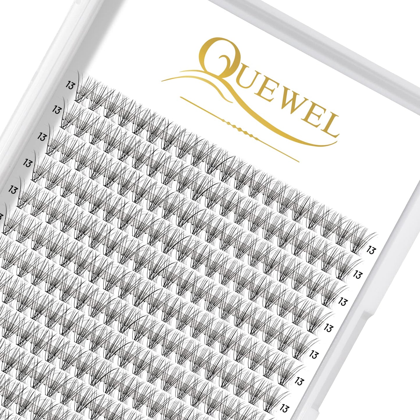 QUEWEL Cluster Lashes 240Pcs Individual Lashes 10D 0.10D Curl 13mm Knot-Free Lash Extensions Clusters Lashes Soft&Natural False Eyelashes Individual DIY Eyelash Extension at Home(10D 0.10D 13)