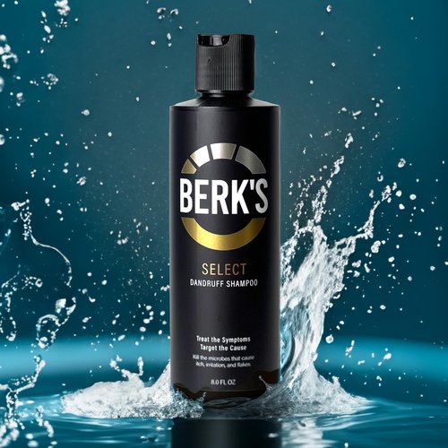 Berk's Medicated Dandruff Shampoo with 3% Salicylic Acid & 1.5% Sulfur - Select Formula - Flake & Itch Control - 8 Fl Oz