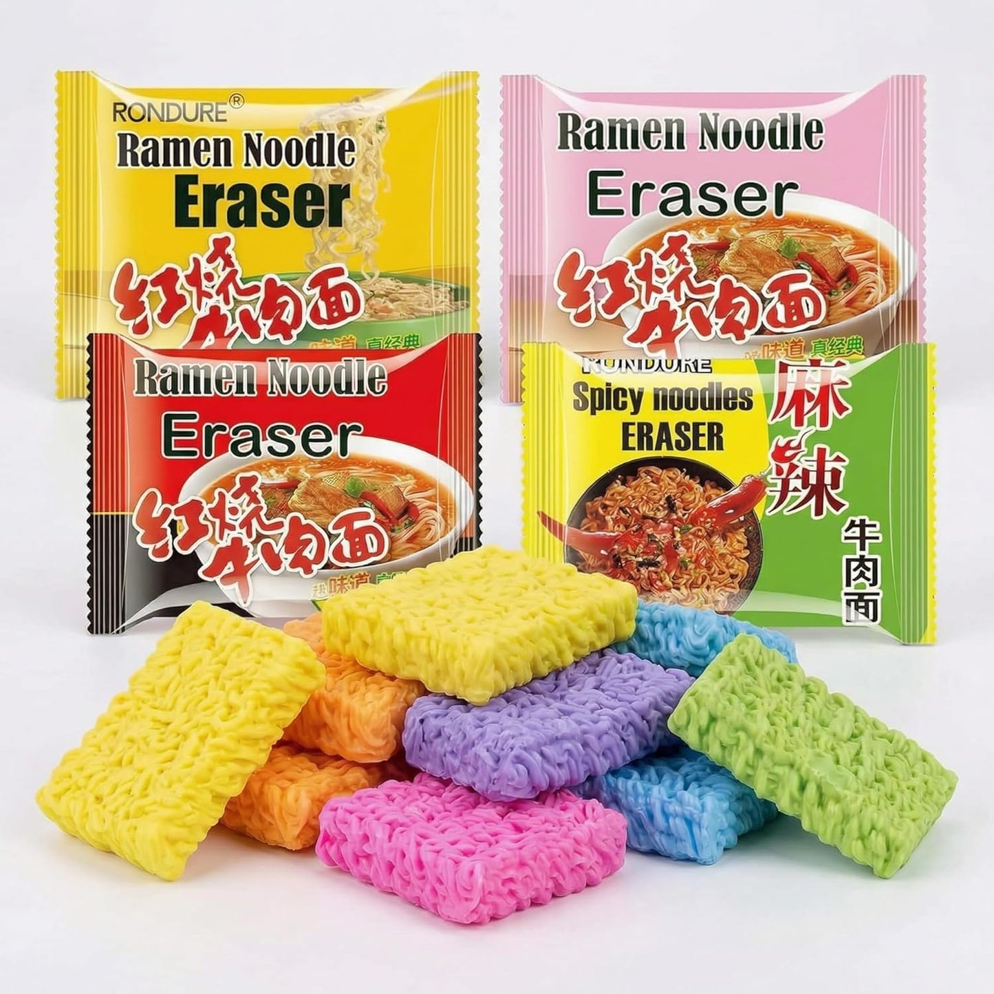 XANADU Cute Food Erasers - Fun Ramen Noodle Eraser Set for Kids | 16-Piece Collection