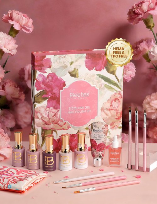 Beetles Gel Nail Polish Set - Refined Everyday 5 Colors Pink Purple Nude Cat Eye Gel Polish Kit, HEMA Free & TPO Free Soak Off UV LED Mother's Day Nail Gel Gifts Set for Women Mom