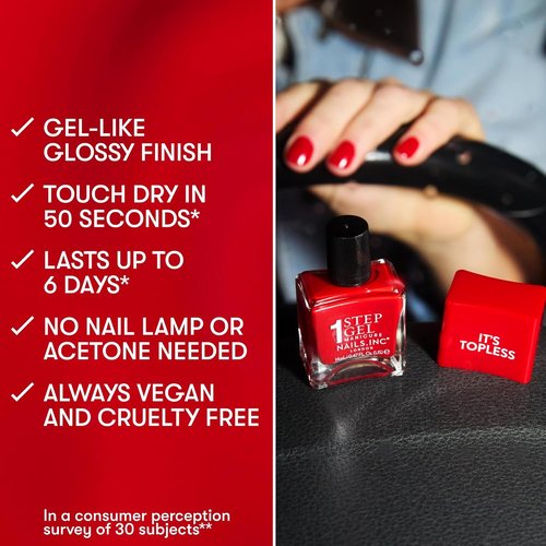 Nails Inc. Gel-Like Nail Polish - 4-in-1 Base Coat, Treatment & Top Coat - Long Lasting, Glossy Finish, 0.47 Fl Oz