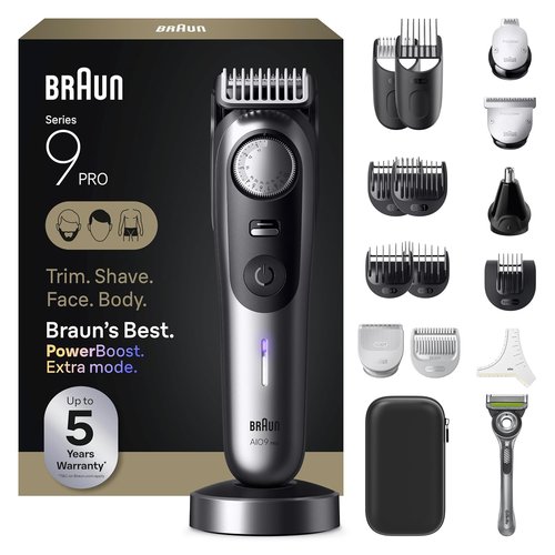 Braun Series 9 PRO All-in-One Beard & Body Grooming Kit - Cordless Trimmer & Shaver with Gillette Labs Razor | AIO 9570