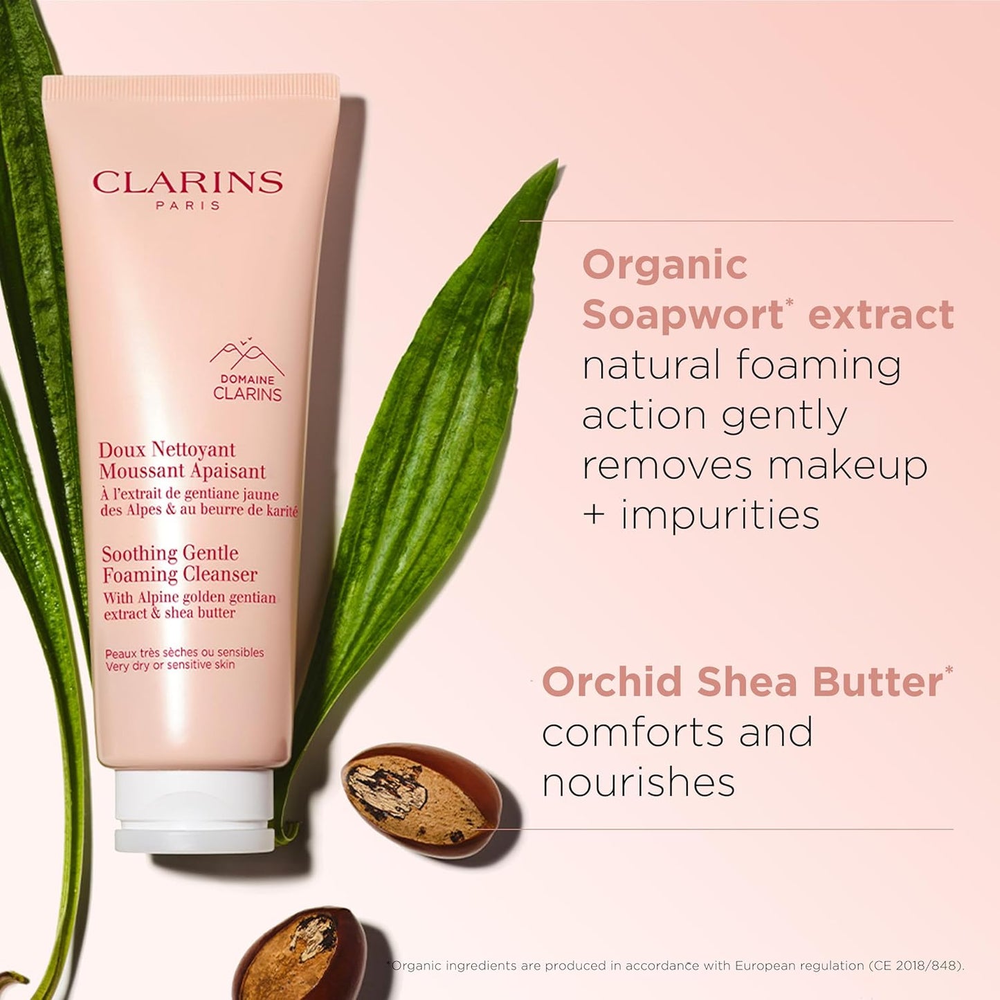 Clarins Soothing Foaming Face Cleanser - Gentle Formula with Nourishing Shea Butter | Soap-Free for Sensitive Skin