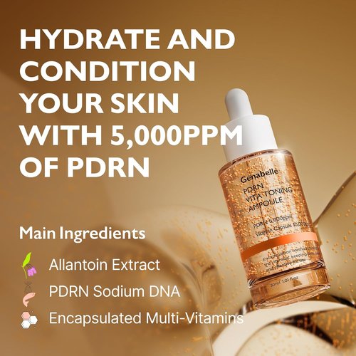 Genabelle PDRN Vita Toning Ampoule - Jumbo Size Lightweight Serum for Glass Skin & Toning, 2.36 fl oz