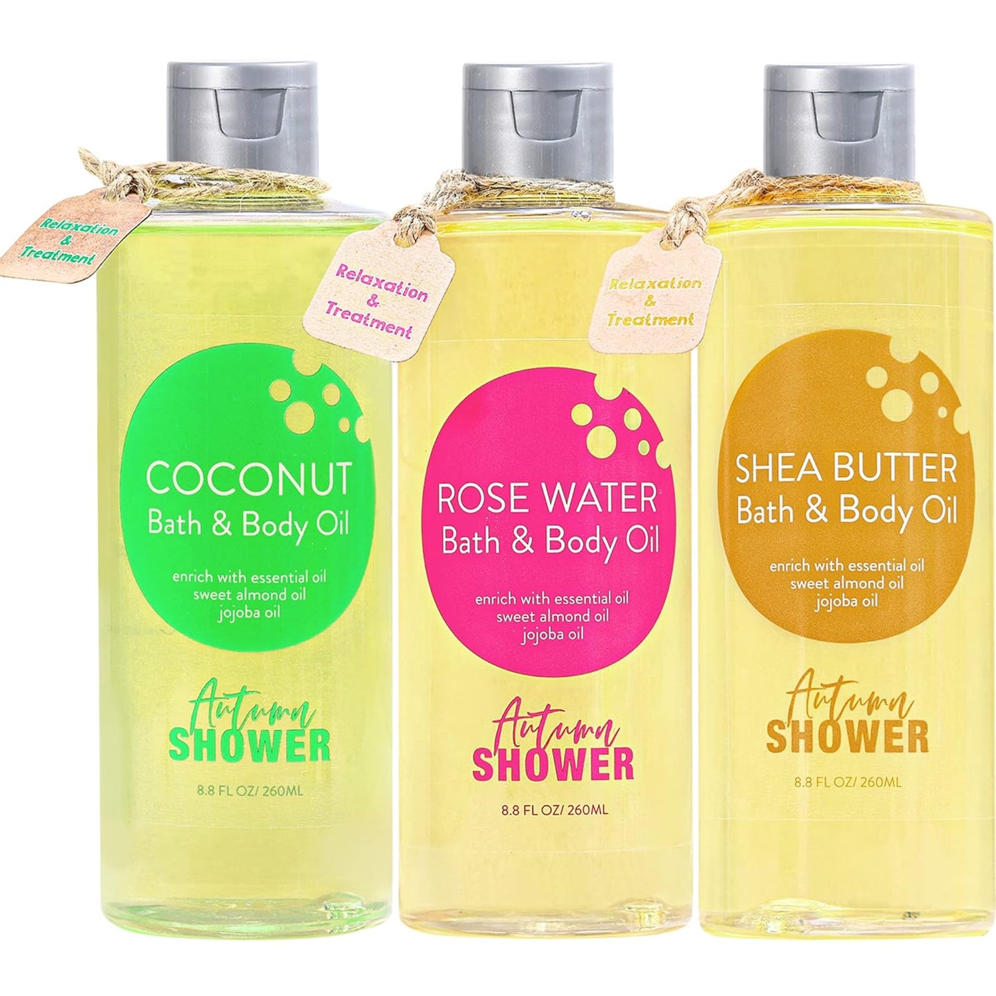 Skiennix Bath And Body Oil - Nourishing Sweet Almond, Jojoba & Shea Butter Blend | 26.4 Fl Oz (Pack of 3)