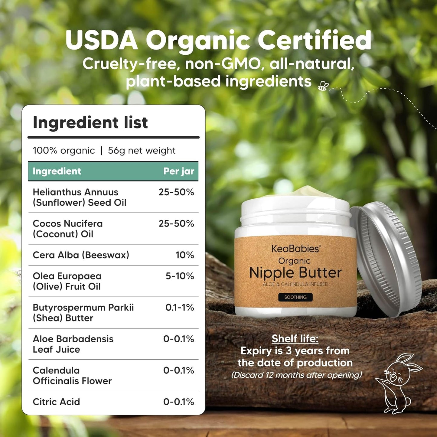 Skiennix Organic Nipple Butter - Natural Relief for Cracked Sore Nipples | 2oz Nursing Cream