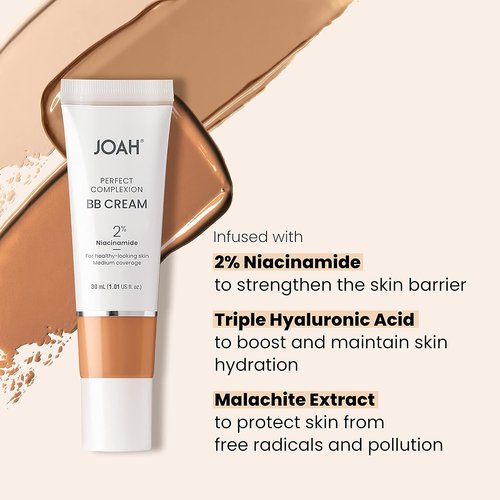 JOAH Beauty BB Cream - Perfect Complexion with Hyaluronic Acid & Niacinamide | Medium Coverage, Deep Tone