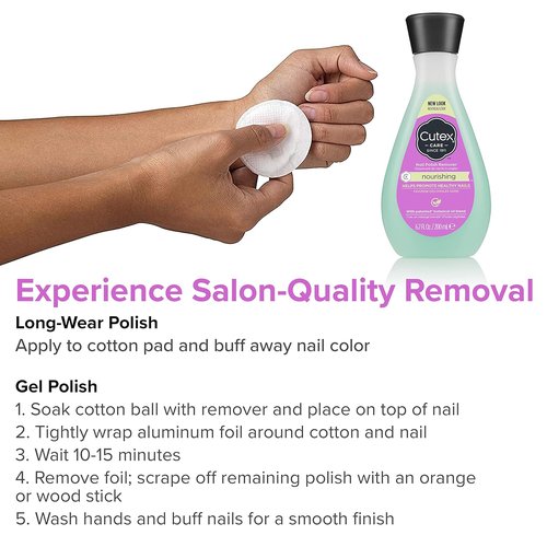 Cutex Nail Polish Remover - Nourishing Formula with Vitamins E & Apricot Oil | 6.76 Fl Oz (Pack of 2)